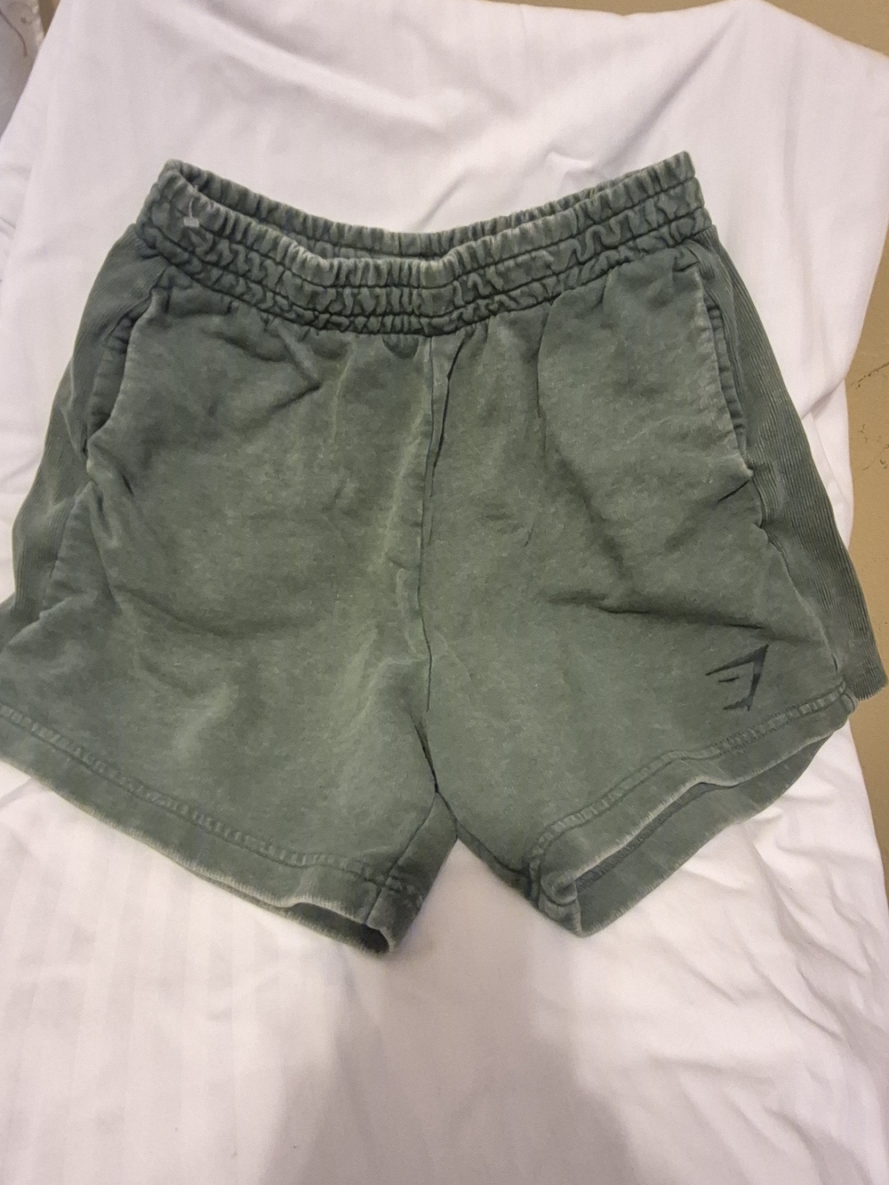 Gymshark Women's Washed Green High-Waist Shorts